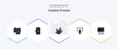 Illustration for Creative Process 25 Glyph icon pack including page. pen. process. graphic. design - Royalty Free Image