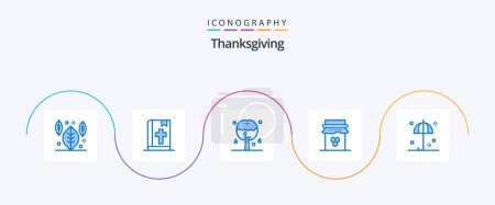 Illustration for Thanksgiving Blue 5 Icon Pack Including safety. thanksgiving. caramel apple. sweet. honey - Royalty Free Image