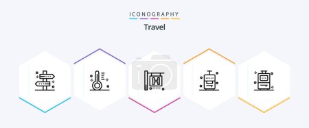 Illustration for Travel 25 Line icon pack including travel. vacation. temperature. travel. bag - Royalty Free Image