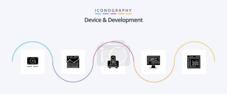 Illustration for Device And Development Glyph 5 Icon Pack Including internet . education. device. coding. computer - Royalty Free Image
