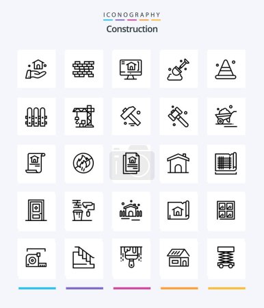 Illustration for Creative Construction 25 OutLine icon pack  Such As fence. road. house. construction. alert - Royalty Free Image