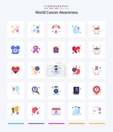 Illustration for Creative World Cancer Awareness 25 Flat icon pack  Such As medicine. day. injection. cancer. cancer awareness - Royalty Free Image