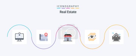Ilustración de Real Estate Flat 5 Icon Pack Including . real estate. shop. building. real estate - Imagen libre de derechos