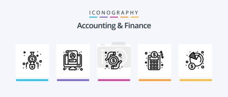 Ilustración de Accounting And Finance Line 5 Icon Pack Including lcd. coins. auditing. profit. business. Creative Icons Design - Imagen libre de derechos