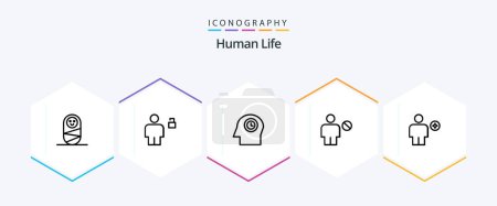 Illustration for Human 25 Line icon pack including booked. avatar. head. human. body - Royalty Free Image
