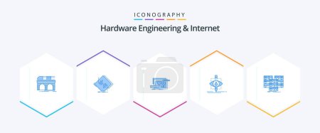 Illustration for Hardware Engineering And Internet 25 Blue icon pack including pollution. ecology. network. engineering. circuit - Royalty Free Image