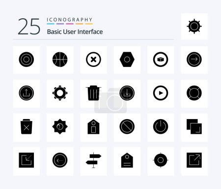 Ilustración de Basic 25 Solid Glyph icon pack including set. cube. basic. basic. settings - Imagen libre de derechos
