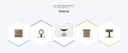 Illustration for Interior 25 Flat icon pack including interior. desk. interior. chair. drawer - Royalty Free Image