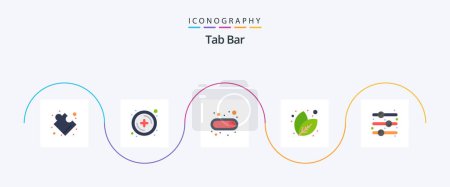 Téléchargez les illustrations : Tab Bar Flat 5 Icon Pack Including . toggle switch. toggle. on. design element - en licence libre de droit
