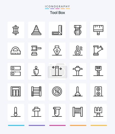 Téléchargez les illustrations : Creative Tools 25 OutLine icon pack  Such As ruler. architecture. carpenter. tools. brush - en licence libre de droit