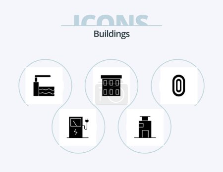 Téléchargez les illustrations : Buildings Glyph Icon Pack 5 Icon Design. buildings. office icon. pool. corporation. buildings - en licence libre de droit