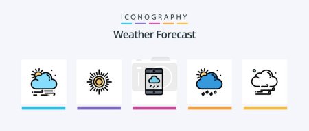 Ilustración de Weather Line Filled 5 Icon Pack Including . sun. sun. rain. gps. Creative Icons Design - Imagen libre de derechos