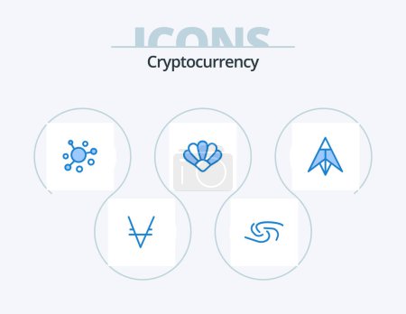 Illustration for Cryptocurrency Blue Icon Pack 5 Icon Design. coin. crypto currency. elastic. crypto. clams - Royalty Free Image