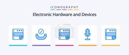 Illustration for Devices Blue 5 Icon Pack Including . server. server. reload. microphone. Creative Icons Design - Royalty Free Image