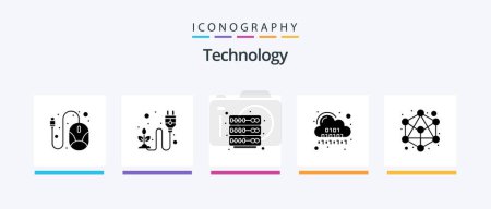 Ilustración de Technology Glyph 5 Icon Pack Including connection. digital. plant. code. binary. Creative Icons Design - Imagen libre de derechos
