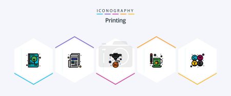 Ilustración de Printing 25 FilledLine icon pack including print. drink. print. cup. printing - Imagen libre de derechos