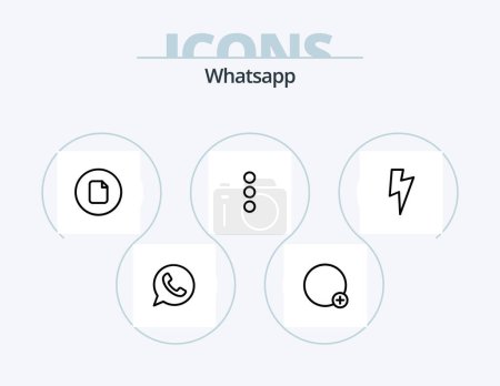 Téléchargez les illustrations : Whatsapp Line Icon Pack 5 Icon Design. time. basic. power. add. attach - en licence libre de droit
