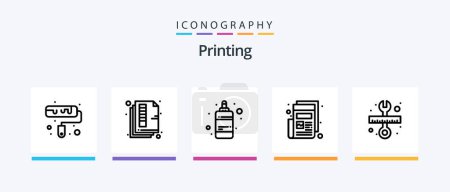 Illustration for Printing Line 5 Icon Pack Including mug. cup. office. coffee. print. Creative Icons Design - Royalty Free Image