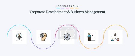 Illustration for Corporate Development And Business Management Line Filled Flat 5 Icon Pack Including career. direction. solution. working. mechanism - Royalty Free Image