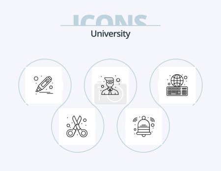 Téléchargez les illustrations : University Line Icon Pack 5 Icon Design. online assignment. achievement. education. star. award - en licence libre de droit