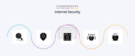Illustration for Internet Security Glyph 5 Icon Pack Including . internet. security. lock - Royalty Free Image