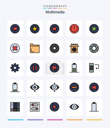 Illustration for Creative Multimedia 25 Line FIlled icon pack  Such As multimedia. file. power. remove. delete - Royalty Free Image
