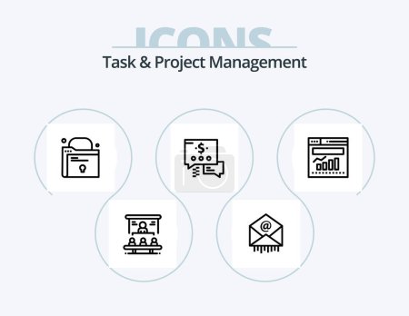 Illustration for Task And Project Management Line Icon Pack 5 Icon Design. . communication. award badge. bell. profile - Royalty Free Image