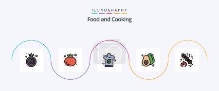 Ilustración de Food Line Filled Flat 5 Icon Pack Including party. food. hat. barbeque. pear - Imagen libre de derechos