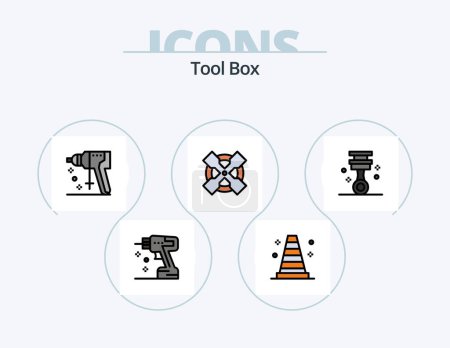 Illustration for Tools Line Filled Icon Pack 5 Icon Design. construction. architecture. drill. tool. pincers - Royalty Free Image