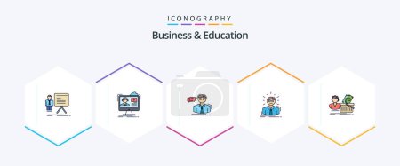Illustration for Business And Education 25 FilledLine icon pack including doctor. manager. online. school. scientist - Royalty Free Image