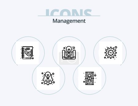 Illustration for Management Line Icon Pack 5 Icon Design. team. group. project. management. coins - Royalty Free Image