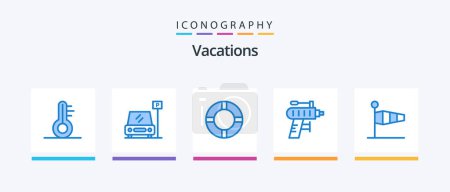 Ilustración de Vacations Blue 5 Icon Pack Including speed. blow. life. air. tool. Creative Icons Design - Imagen libre de derechos