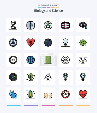 Téléchargez les illustrations : Creative Biology 25 Line FIlled icon pack  Such As zombie. mutation. chemistry. sample. medical - en licence libre de droit