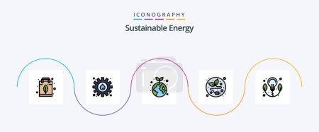 Ilustración de Sustainable Energy Line Filled Flat 5 Icon Pack Including power. energy. earth. leaf. alternative energy - Imagen libre de derechos