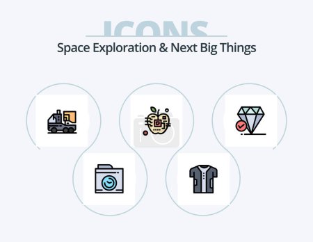Illustration for Space Exploration And Next Big Things Line Filled Icon Pack 5 Icon Design. leaf. biology. storage. artificial. digital - Royalty Free Image