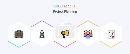 Illustration for Project Planing 25 FilledLine icon pack including team. management. ads. group. speaker - Royalty Free Image