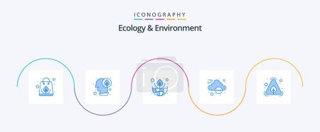 Téléchargez les illustrations : Ecology And Environment Blue 5 Icon Pack Including item. eco. earth. green. co ecology - en licence libre de droit
