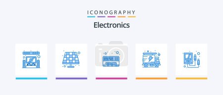 Illustration for Electronics Blue 5 Icon Pack Including . meter. electronic. electronics. truck. Creative Icons Design - Royalty Free Image