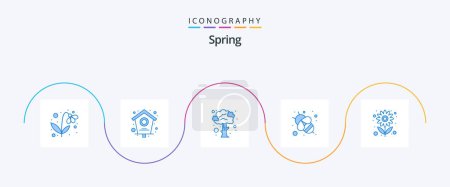 Illustration for Spring Blue 5 Icon Pack Including summer. flower. nature. farm. fly - Royalty Free Image