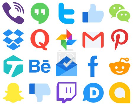 Ilustración de 20 Material Design Flat Social Media Icons pinterest. email. wechat. gmail and question icons. Gradient Social Media Icons Collection - Imagen libre de derechos
