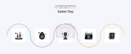 Illustration for Easter Glyph 5 Icon Pack Including easter. book. goblet. spring. date - Royalty Free Image