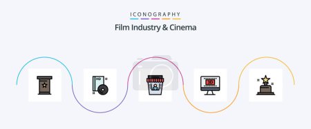 Illustration for Cenima Line Filled Flat 5 Icon Pack Including award. movie. dvd. entertaiment. theater - Royalty Free Image