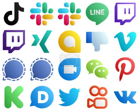 Téléchargez les illustrations : 20 High Quality Gradient Social Media Icons such as google duo. mesenger. xing. signal and vimeo icons. Professional and high definition - en licence libre de droit