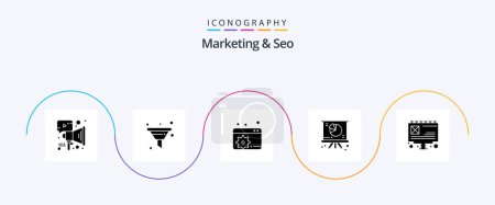 Illustration for Marketing And Seo Glyph 5 Icon Pack Including billboard. ad. configure. presentation. graph - Royalty Free Image