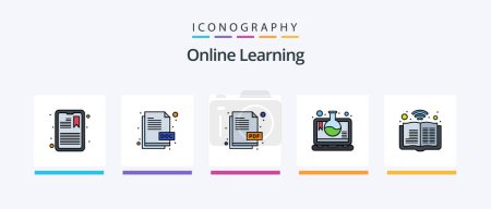 Illustration for Online Learning Line Filled 5 Icon Pack Including notes. documents. badge. notes. file. Creative Icons Design - Royalty Free Image