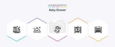 Ilustración de Baby Shower 25 Line icon pack including . bad. child. baby. baby - Imagen libre de derechos