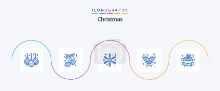 Ilustración de Christmas Blue 5 Icon Pack Including gift box. easter gift. flake. christmas gift. fallen - Imagen libre de derechos