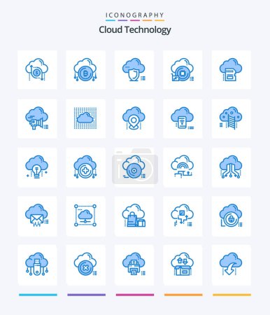 Ilustración de Creative Cloud Technology 25 Blue icon pack  Such As chip. cloud. bitcoind. protection. shield - Imagen libre de derechos