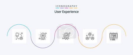 Illustration for User Experience Line 5 Icon Pack Including . website. badge. computer. people - Royalty Free Image