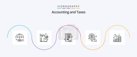 Illustration for Taxes Line 5 Icon Pack Including gains. analytics. document. money. finance - Royalty Free Image